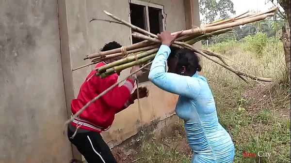 A blind woman went to fetch some firewood in the bush, a village prince came to help her then took her home for a nice fuck